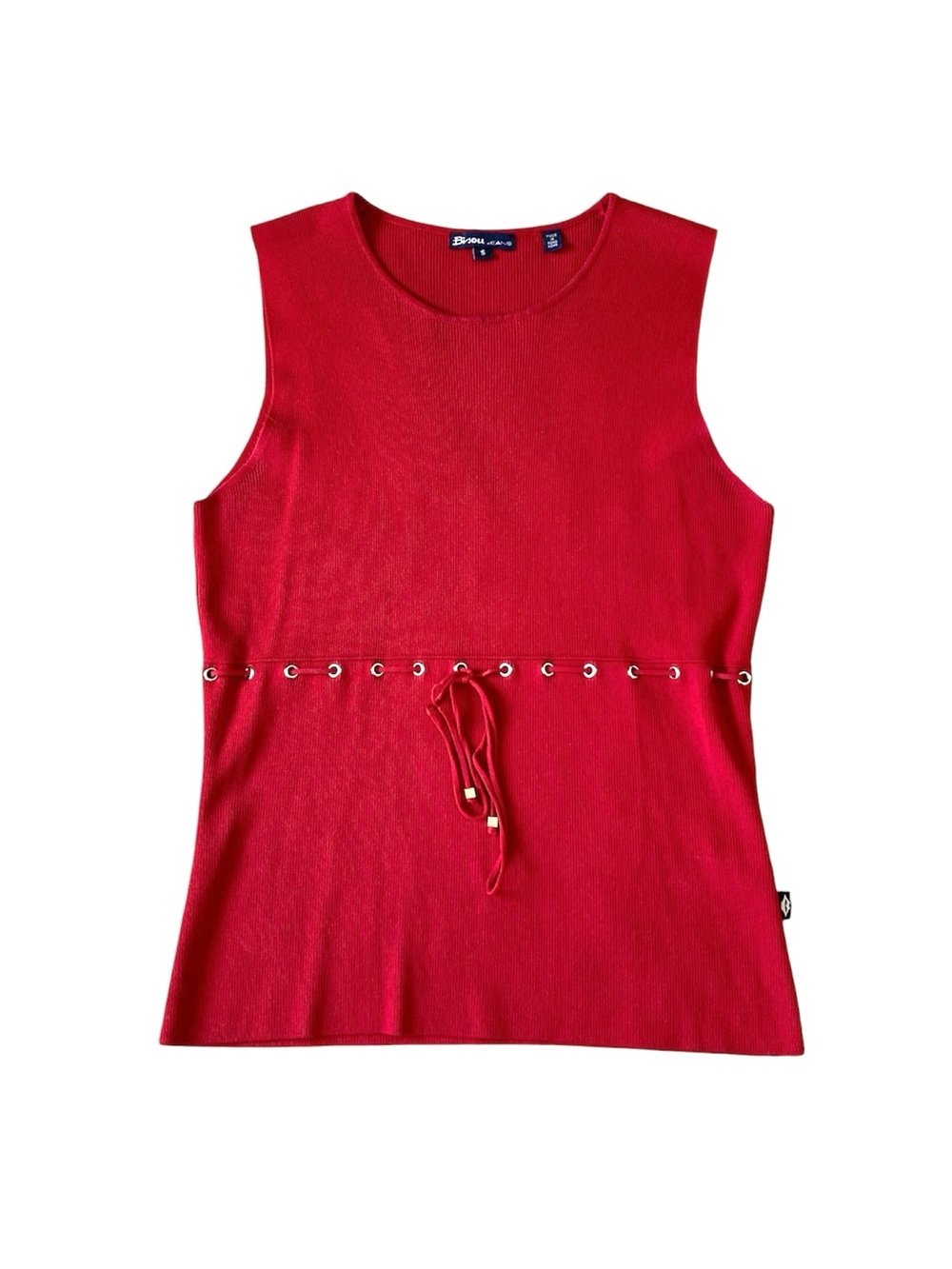 Bisou Jeans Red Ribbed Drawstring Tank - Picture 4 of 7